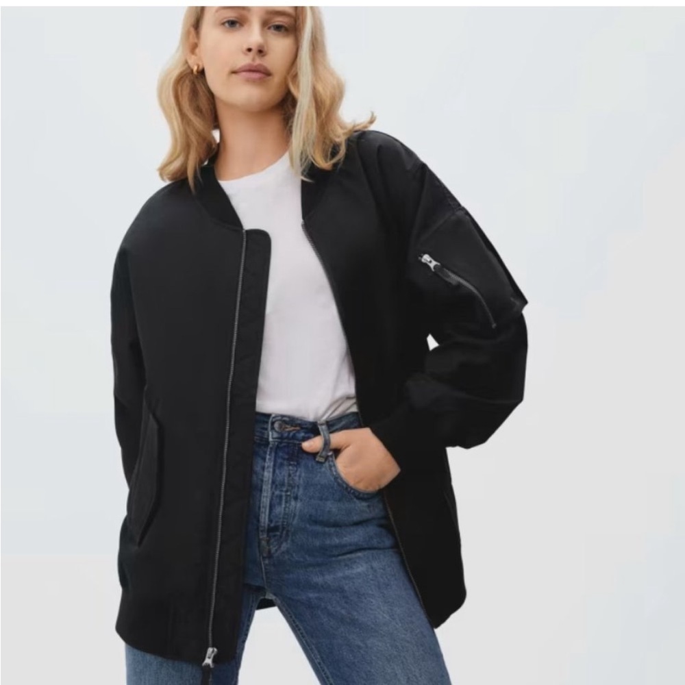 Everlane Bomber Jacket Black Womens XS Varsity Track